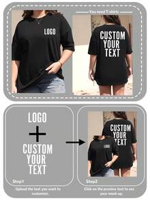 定制宽松女式 T 恤、夏季大码黑色休闲短袖、定制您的文字/生日祝福/趣味口号、大码女式圆领大码运动 T 恤、定制图案女式 T 恤、女式黑色上衣、周年纪念礼物、情人节礼物、生日礼物、挚友礼物、夏季女式上衣 - 黑色 - 查看 4