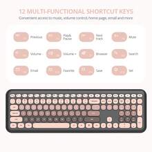 Quiet Wireless Keyboard And Mouse, Retro Typewriter-Style Full-Size Colorful Keyboard And Mouse Combo, Slim Design, Low-Noise Typing For Windows PC Laptop - Pink - View 4