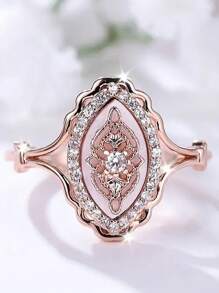 1pc Delicate Lace Zirconia Ring, Luxurious & Versatile Gift, Suitable For Mother's Day