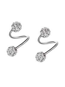 1 pieza Nail para ombligo con forma de S, de plata de ley 925 con diamantes y bolas brillantes, ideal para uso diario, vestidos diarios de niñas, el mejor regalo para novias, madres y hermanas
