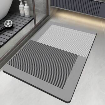 1pc Solid Color Simple Style Bathroom Mat, High-Quality Diatomite Material Rectangular Non-Slip Bath Mat, Natural Rubber Anti-Slip Bottom, Super-Absorbent Quick-Drying, Washable For Bathroom, Tub, Bedroom, Living Room Room Decor Bathroom Accessories Back To School Entryway Decor Bathroom Kitchen Decor