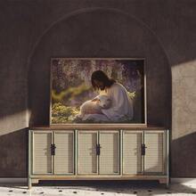 1 Pc Canvas Painting,Painting, Person, Lamb, Wisteria, Indoor, Wall - Hanging, Natural Scenery,Wood Framed Painting (1) Thickness 2.5 Cm/ 1 Inch-Home Decoration For All Occasions,Ideal New Year, Valentine's Day,Thanksgiving,Easter,Christmas Gift,Room Decoration Aesthetic,Wall Decoration Art,Perfect Gift,Autumn And Winter Wall Decoration,Living Room Decoration, Bedroom Decoration, Kitchen Decoration, Entry Decoration, Bathroom Decoration, Direct Wall Painting, High Quality Wall Painting Poster,Modern Home Decoration Stretched And Framed Ready To Hang