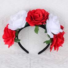 1 pieza Diadema grande con flores de estilo mexicano, accesorio para fotos de vacaciones, aro de pelo con rosas, guirnalda, tocado, accesorios de pelo lindos para mujeres, Día de San Valentín, diadema, aro de pelo