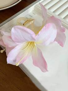 1 pezzo Fermaglio per capelli doppio lato con fiore di giglio personalizzato per donna, semplice e versatile, elegante per la parte posteriore della testa, accessorio per capelli, accessori da spiaggia