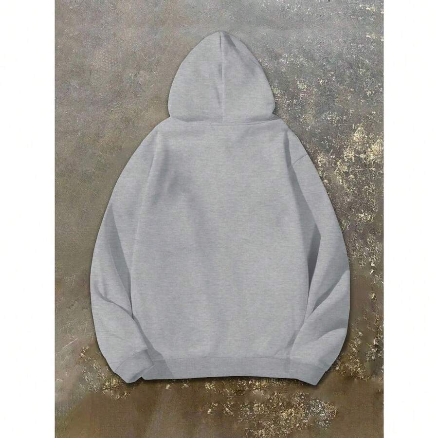 Local Delivery-Cozy Gray Polyester Sweatshirt With Horse And Rider Print, Long Sleeves, Knit Fabric, Machine Washable, Cozy Clothing|Hooded Sweatshirt|Nonstretch Material,Women's Plus Size Equestrian Hoodie - - 灰色 - 查看 1