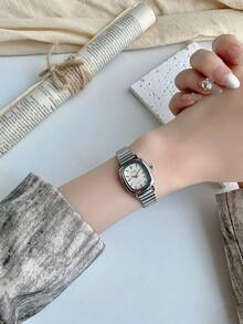 1 chiếc đồng hồ hình bầu dục tinh tế mới cho nữ, mặt số màu xanh lá cây/vàng/bạc/trắng, đồng hồ đeo tay bằng vàng/bạc, đồng hồ đeo tay thạch anh dây đeo bằng tre nhỏ gọn - Món quà lý tưởng cho ngày lễ tình nhân và ngày của mẹ - Một cỡ - Xem 16