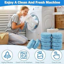 10/20/50/100片装洗衣机滚筒清洁泡腾片、洗衣机除垢剂、滚筒和顶置式洗衣机深度清洁洗涤剂片、马桶除臭剂、清洁滚筒和洗衣机垫圈 - 藍色 - 查看 6