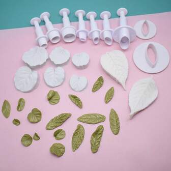 Polymer Clay Cutter Bladven Avtryck Textur Prägling Silikonform DIY Lera Smyckesverktyg Konst Hobbytillbehör