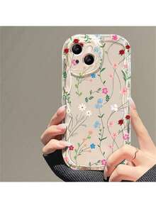 Funda para phone con estampado floral veraniego, transparente, ondulada y resistente a caídas. Compatible con phone 16, 15, 14, 13, 12, 11 Pro Max y XS (1 unidad). - Multicolor 4 - Ver 3