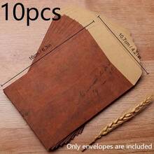 10pcs, Vintage Kraft Paper Envelope Letter Paper, Creative Wedding Party Invitation Card Bag, Retro Literary Postcard Love Letter Gift Decoration, Kraft Storage Paper Bag Office Supplies Back To School - Brown - View 3