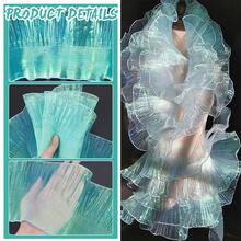MAGICALCUTDIE 6 Yards Laser Polyester Pleated Lace Trim Ruffled Lace Ribbon For Garment Accessories Cyan 5-1/2~5-7/8 Inch(140~150mm) - Nhiều màu - Xem 5