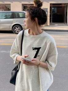 日式女装宽松圆领休闲百搭卡通熊猫印花短袖T恤春夏装背面上衣