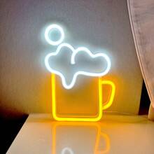 1 pieza Letrero de neón decorativo de pared para bar, luz LED con pilas o alimentación USB con diseño de jarra de cerveza, copa de cóctel, jarra de cerveza, letrero de neón de bar para habitación, dormitorio, decoración de bar