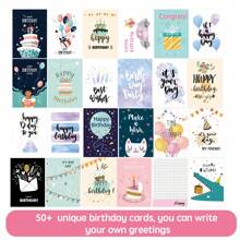 87pcs/Set, Ins Style Origami Greeting Cards 50pcs, Creative Stickers 27pcs + Envelopes 10pcs, Birthday Card Set Kid DIY Craft Supplies, Birthday Party Decor, Kindergarten Handmade Gifts, Scrapbooking & Journaling Cards School Supplies, Back To School