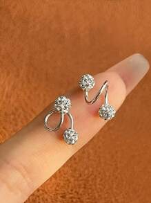 1 pieza Nail para ombligo con forma de S, de plata de ley 925 con diamantes y bolas brillantes, ideal para uso diario, vestidos diarios de niñas, el mejor regalo para novias, madres y hermanas