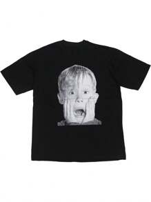 Home Alone T-Shirt For Men, Short Sleeve, Printed T-Shirt, Summer Clothing, Cotton, Plain, Inner Shirt, Loose Fit, All Sizes, Macaulay Culkin