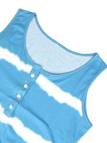 Womens Striped Tank Tops V Neck Loose Fit Sleeveless Summer Tie Dye Tops Casual Basic Shirts Flowy Casual Outfits Dressy Blouses Shirts - 卡其色 - 查看 6