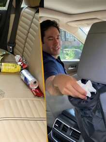 1/2pcs Universal Fit Portable Trash Canl Foldable Car MountedStorage Bag, Multi-Functional Polyester Fiber Portable TrashCan Organizer With Wide Top Opening Vent, Universal Fit ForVehicle Use