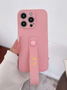 Personalized Customized Name Initials Letters Faux Leather Wristband Phone Case Compatible With IPhone 16 15 14 13 12 11 Pro Max Shockproof Back Case Gifts - Multicolor - View 19