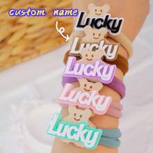 1PC Personalized Colorful Acrylic Name Scrunchie , Multicolor Personalized Scrunchie, Custom Gift, Custom Name, Gift For Her, Gift For Daughter, Mom Gift, Small Gift - Multicolor - View 9