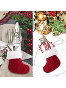 Decoraciones navideñas - Juego de cubiertos en forma de calcetín navideño miniatura, 12 piezas, calcetines navideños clásicos pequeños para decorar la chimenea, decoraciones colgantes para fiestas navideñas