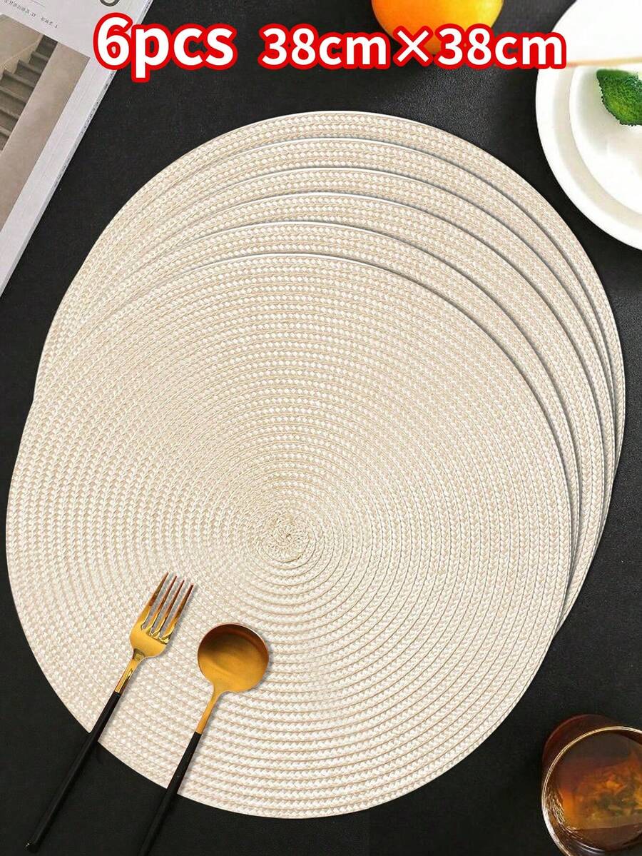 6 Pieces Of 15 Inch PP Woven Round Table Mats, Non Slip Insulated Washable Table Mats. Suitable For Home Dining Table Decoration, Parties, And Events,Household,Event & Party Supplies,Birthday,Ballon Christmas, Room Wall Decorations,Christmas Decorations,Ornaments, Gifts,Wreaths, Thanksgiving,Home Decor,Birthday Decarations,New Year Gifts,Valentine's Day Gifts - Multicolor - View 1
