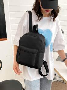 Nouveau sac à dos en nylon de couleur unie pour femme, sac à dos léger pour étudiants du secondaire, minimaliste et élégant
