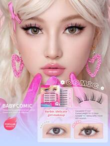 MLEN DIARY MLEN DAIRY Self Adhesive Lash Clusters, 10-12.5mm C Curl Natural 56Pcs Pre-Glued Cluster Lashes, No Glue Reusable Manhwa Lashes, Press On Self Stick Cluster Lashes Individual Lashes Self Application At Home(Baby Comic) Lash Clusters, Eyelash Clusters, Individual Eyelashes, Lashes, Fake Lashes