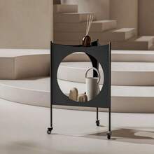 1 pièce de table d'appoint latérale de canapé de conception minimaliste premium avec un design à facettes multiples ajouré, un rangement pratique, des compartiments sur deux niveaux, des roulettes pivotantes verrouillables, léger et économe en espace, convient pour le rangement, la décoration, la table de chevet, la table à thé, l'échantillonnage d'hôtel, dans un style scandinave