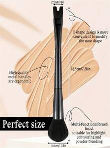 Dual-Ended Contour Makeup Brush, U-Shaped Nose Contour Brush, 2-In-1 Precise Dual-Headed Contour Brush, Perfect For Contouring, Sculpting, Highlighting, Blending, Innovative Bristle Makeup Brush, Suitable For Cream, Liquid, Bronzer, Blush, Setting Powder, And Concealer