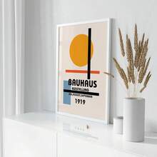 1/3 件包豪斯彩色印刷墙面艺术海报，现代包豪斯风格客厅艺术品，画廊墙面装饰套装，带框/无框