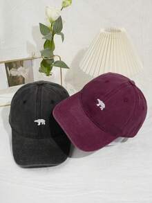 2pcs Washed Embroidered Animal Print Baseball Cap, Suitable For Daily Wear - Multicolor - View 5