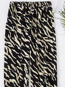 Pantaloni estivi da donna, pantaloni a stampa leopardata da 9 pollici, pantaloni larghi da donna con vita elasticizzata, pantaloni da donna, pantaloni casual da spiaggia per vacanze - Albicocca scura - Visualizzare 6