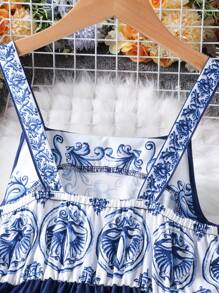 Abito a sottoveste vintage con stampa floreale per ragazze, adatto per spiaggia e vacanze