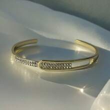 1 Stück INS Stil Luxus kubischer Zirkonia geometrischer offener Armreif, Modeschmuck für Frauen für den täglichen, lässigen, eleganten Gebrauch, Geschenk für Mutter, Valentinstag, Party