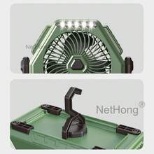 NetHong USB Rechargeable Battery Powered Tent Fan Portable Camping Fan With LED Lantern - Green - View 9