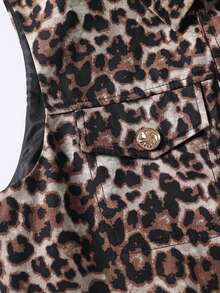 Women's Single-Breasted Collar Casual Leopard Print Top - Multicolor - View 5