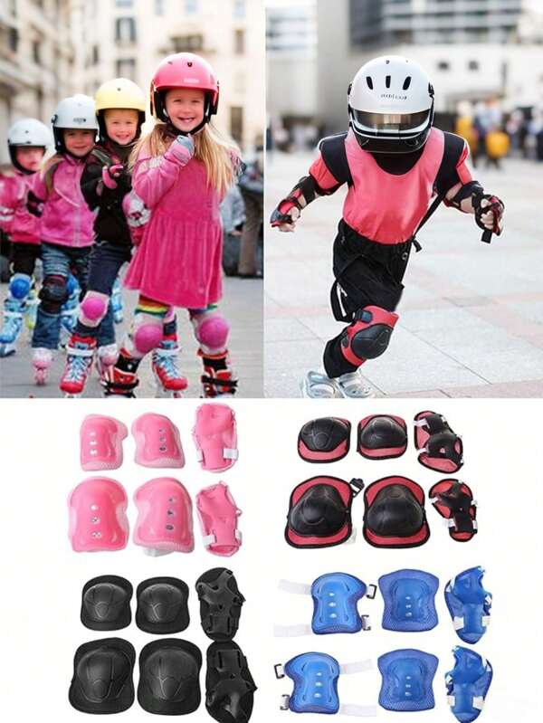 1 set de protecteurs de genoux, coudes et poignets pour enfants/jeunes pour les scooters, skateboards et vélos