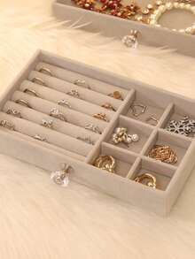 1pc 3-Layer Jewelry Organizer Box For Rings, Earrings, Watches