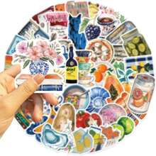 50 Stück Vintage Mittelmeerstil Graffiti Aufkleber für Scrapbooking, DIY Handwerk, Laptop, Gitarre, Wasserflasche, Tablet, Schulmaterial, Einschulung