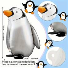 5pcs Cute Penguin Walking Helium Balloons With Ribbons, Suitable For Pet Party, Theme Party, Birthday Party, Outdoor Decoration, Zoo Events
