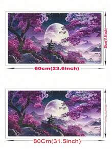 Pintura de Diamante 5D, Conjunto de Pintura de Pedras de Diamante de Paisagem Abstrata Moderna, Pintura de Diamante de Paisagem com Bottom Roxo, Lua e Árvore, Pôster para Decoração de Parede da Sala de Estar e de Casa