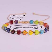 قطعة واحدة من الأساور البوهيمية المصنوعة من الأحجار الكريمة الطبيعية الملونة بنمط حب الإمبراطور قابلة للضفر وقابلة للتعديل، هدية مجوهرات راقية للنساء في عيد الحب