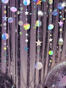 4pcs Circle Garland Party Decoration Hanging Dots Streamer Banner Backdrop Birthday/Wedding/Anniversary/Bachelorette/Sweet 16/Graduation/Boho Hanging Polka Dot Streamer For Bridal Shower Birthday Wedding Engagement Party Supplies