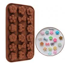 4pcs/Pack Flower, Leaf & Maple Leaf Shaped Silicone Chocolate Molds, Candy Molds, Ice Cube Trays, 3D DIY Jelly Gummy Truffle Cube Cake Baking Mold Kitchen Accessories - Coffee Brown - View 11