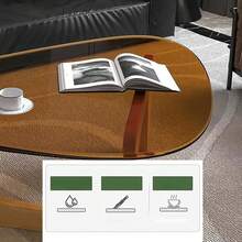 Living Room Coffee Table - A Triangular Glass Coffee Table With A Wooden Base. Abstract Dining Table, Study Room, Office, Hotel Balcony (Walnut TransparentWoodBlack Tea Table), Versatile And Comfortable - 胡桃色 - 查看 6