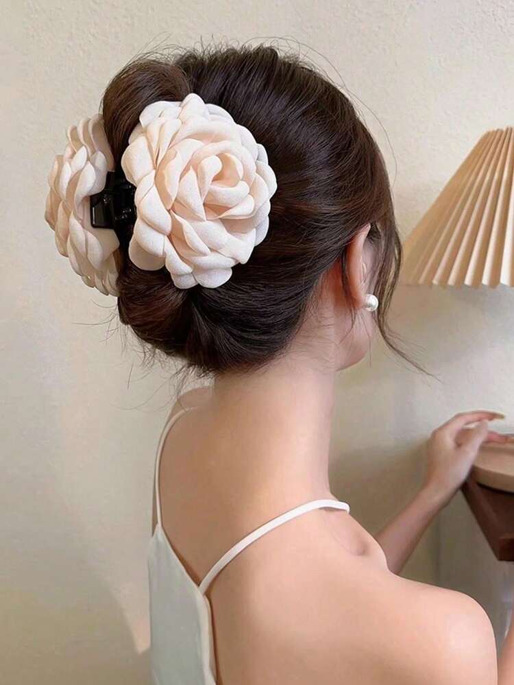 1 chiếc kẹp tóc hình hoa hồng lớn màu trơn, thanh lịch, tối giản, phù hợp để sử dụng hàng ngày, kẹp tóc hàm, kẹp tóc cài, phụ kiện tóc mùa thu đông giản dị cho nữ, thích hợp cho trang phục đi nghỉ mát, kẹp tóc hoa cho nữ, phụ kiện cần thiết cho kỳ nghỉ hè, đi biển, du lịch, lễ hội, sinh nhật. - màu đen - Xem 10