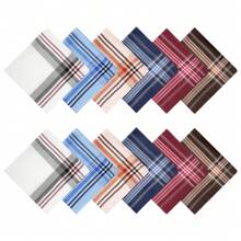 12 Pack Men's Handkerchiefs Classic Handkerchiefs For Men Pocket Square Assorted Mens Hankies Gents Hankerchieves, 6 Colors, 14.17*14.17 Inch