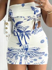 Lançamento conjunto feminino saia ESTAMPADO TUCANO + BLUSINHA com bojo