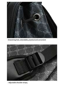 Men PU Floral Vintage Backpack Large Capacity Business Commuter Bag Stylish Casual Travel Laptop Bag Perfect Gift For Men Suitable For Students And All Occasions Lightweight Portable Design For Quick Trips Attach To Luggage,Unisex Design Backpack For Travel Bag Laptop Luxury Bags - Black - View 9